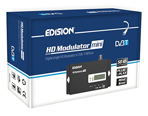 EDISION HDMI Modulator Mini, Single HDMI auf DVB-T MPEG4 RF Modulator, Full HD Verteilung über Koaxial, Plug and Play, USB Pre-Config Funktion 50ID, Schnelle Konfiguration, Mini-Größe von EDISION