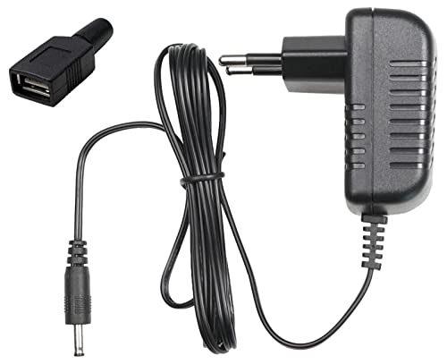 EDISION NETZTEIL 5V/1.0A 2pin EU kit mit USB-Adapter, ORIGINAL, kompatibel mit Nano T265+ Receiver, für programmierbare PVR-Funktion, Externe Stromversorgung 5V über USB, Schwarz von EDISION