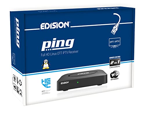 EDISION PING - OTT LINUX RECEIVER H265/HEVC schwarz, Stalker, Xtream, WebTV, Media Player, Wi-Fi on Board, USB, HDMI, LAN, Fernbedienung 2in1 von EDISION