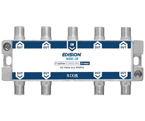 EDISION SDC-8 SAT-Verteiler Splitter 8-Fach geignet für TV, Satellit, Kabel-Fernseher, Radio, Unicable, Frequenzbereich 5-2400Mhz, DVB-S2, DVB-T2, DVB-C, DC Durchgang, 8-Wege von EDISION