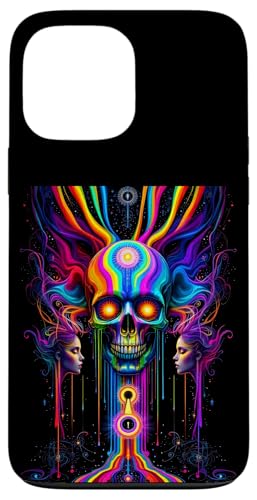 Lebendiger psychedelischer Totenkopf mit Trippy-Regenbogenfarben Hülle für iPhone 13 Pro Max von EDM Rave Party Abstract Psychonaut Festival Tees