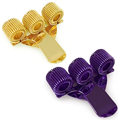 Dreifach-Stifthalter mit Taschen-Clip, Metall – Ideal für Ärzte / Krankenschwestern / Piloten – [2 Stück] – Gold & Violett von OMG