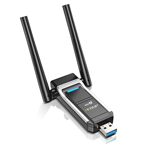 EDUP AX1800M WLAN-6 USB Stick WiFi 6 Adapter für PC, USB 3.0 WiFi Dongle Dual Band 5GHz/2,4 GHz High Gain Dual Antennen MU-MIMO Wireless Network Adapter für PC Desktop Laptop Unterstützt Windows 11/10 von EDUP