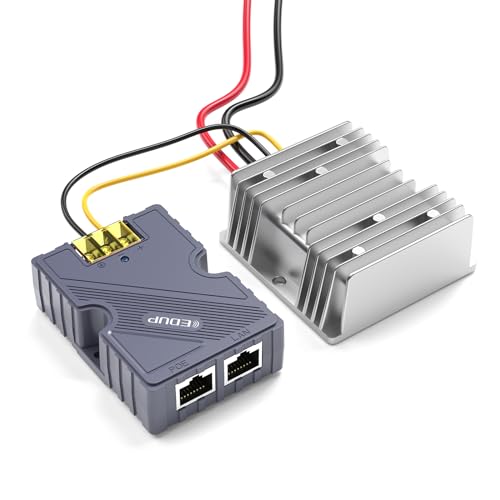 EDUP Starlink GigE PoE Injector 150W mit ABS Überspannungs- & ESD-Schutz + Starlink DC Step UP Konverter 12V auf 48V, unterstützt Starlink V2 Internet Kit Satellitennetzwerk zu Router/Desktop/Laptop von EDUP