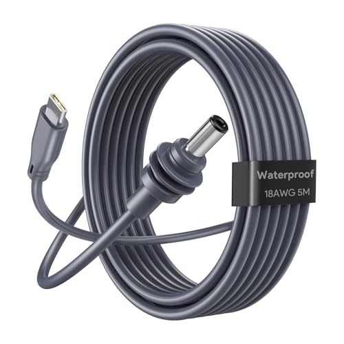 EDUP Starlink Mini USB C auf DC Stromkabel, PD100W Eingang USB Typ C auf DC Hohlstecker Kabel für Starlink Mini, Wasserdichtes Cable 18AWG, Starlink Cable Kompatibel mit 65W+ PD Stromquelle (5M) von EDUP