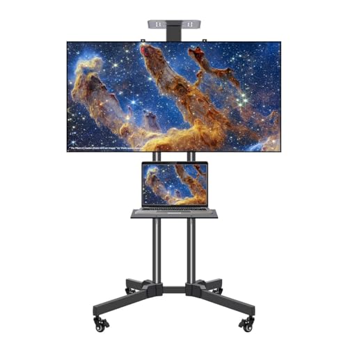 Bodenstehender TV Halterung - TV-Ständer Mit Rädern, Rollender Monitorwagenständer Mit Verstellbarer Laptop-Ablage Für 32-65 Zoll Flache/Gebogene Bildschirme, Max. VESA 600 X 400 Mm Bodenstehender TV Halterung - TV-Ständer Mit Rädern, Rollender Monitorwagenständer Mit Verstellbarer Laptop-Ablage Für 32-65 Zoll Flache/Gebogene Bildschirme, Max. VESA 600 X 400 Mm von EDXTNKQC