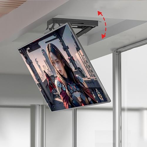 Elektrisch TV Halterung - TV-Wandhalterung Mit Fernbedienung, Hochklappbarer Versteckter Monitorständer, Faltbarer Teleskop-Deckenaufhänger, Einstellbarer Winkel(50-90 Inch) von EDXTNKQC