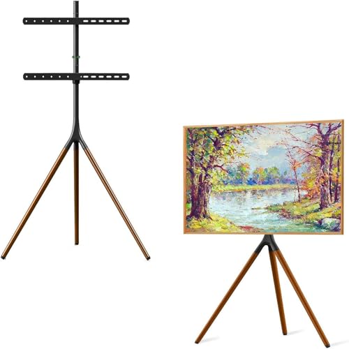 TV Halterung - Bodenstehender Stativständer, 45-65 Zoll TV-Ständer, Eleganter Brauner Massivholzfuß-TV-Ständer, 70° Schwenkbarer Und Stufenlos Höhenverstellbarer Flacher/gebogener TV-Ständer TV Halterung - Bodenstehender Stativständer, 45-65 Zoll TV-Ständer, Eleganter Brauner Massivholzfuß-TV-Ständer, 70° Schwenkbarer Und Stufenlos Höhenverstellbarer Flacher/gebogener TV-Ständer von EDXTNKQC