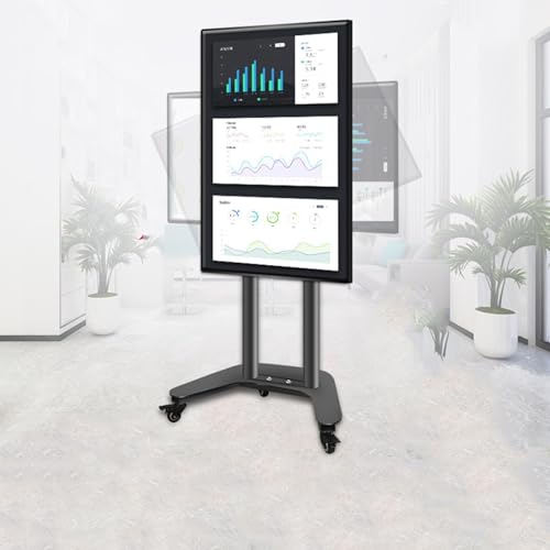 TV Halterung - Mobiler Wagen Für 32-60-Zoll-Fernseher, Höhenverstellbarer Monitorständer, Mobiler Standwagen Mit Rädern, 0-90° Horizontale Und Vertikale Bildschirmdrehung(Black) von EDXTNKQC