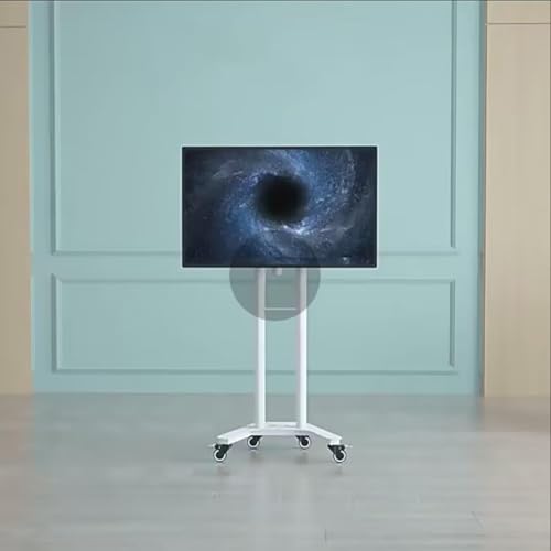 TV Halterung - Mobiler Wagen Für 32-60-Zoll-Fernseher, Höhenverstellbarer Monitorständer, Mobiler Standwagen Mit Rädern, 0-90° Horizontale Und Vertikale Bildschirmdrehung(White) von EDXTNKQC