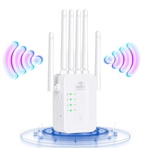 WiFi Repeater,WiFi Extender 6 3dBi Antennas,2 Ethernet Ports, 3-in-1 Access Method of Repeater/AP/Router,WLAN verstärker Signal Coverage of 10000 cu.ft,Internet verstärker für Zuhause und Büro von EEAABBR