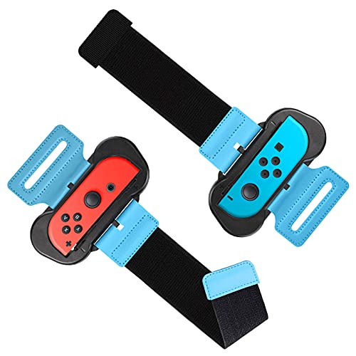 EEEKit 2 Stück Armband für Just Dance 2022 2021 2020 2019 Verstellbarer Elastischer Gurt Kompatibel mit Nintendo Switch Joy Con Controller, Armbinden Gurt für Erwachsene und Kinder(Schwarz&Blau) von EEEKit