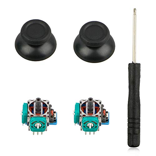 EEEKit 2er-Pack 3D-Joystick-Wippschalter + 2 Stück Thumbsticks Ersatzteile + Schraubendreher-Werkzeug für PS4 / PS4 Slim / PS4 Pro-Controller von EEEKit