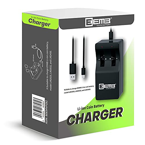 LIR2032 3,7 V, 45 mAh, wiederaufladbarer Lithium-Ionen-Akku mit UL-Zertifikat für Bluetooth-Kopfhörer, Lichtspielsteuerung (Ladegerät) von EEMB