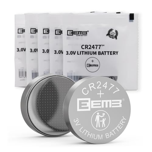 EEMB 5 Pack CR2477 Batterie 3V Lithium Knopfzellenbatterien 2477 Batterie DL2477, ECR2477 für elektronische Kerze, Licht, Fernbedienung, Schlüsselanhänger, Alarm, Kontaktsensor, intelligente Geräte von EEMB