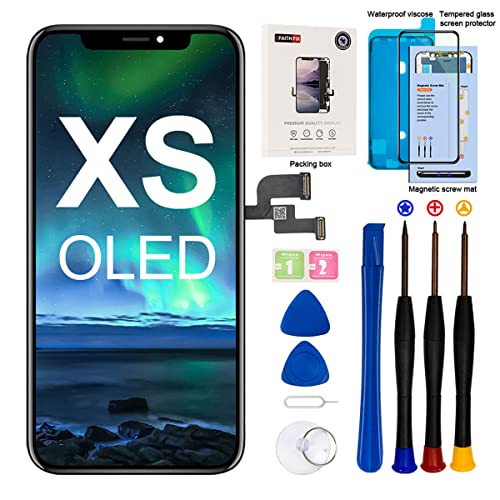 EFAITHFIX Ersatzdisplay für iPhone Xs OLED Bildschirm [nicht LCD] 14.7 cm (5.8 Zoll) Display, Digitizer, 3D-Touchscreen, wasserfester Klebstoff, gehärtetes Glas A1920/A2097/A2098/A2099/A2100 von EFAITHFIX