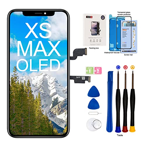 EFAITHFIX Für iPhone Xs MAX OLED-Bildschirm-Ersatz [NICHT LCD] 16.5 cm (6.5 Zoll) Display, Digitizer, 3D-Touchscreen, wasserfester Klebstoff, gehärtetes Glas A1921/A2101/A2102/A2103/A2104 von EFAITHFIX