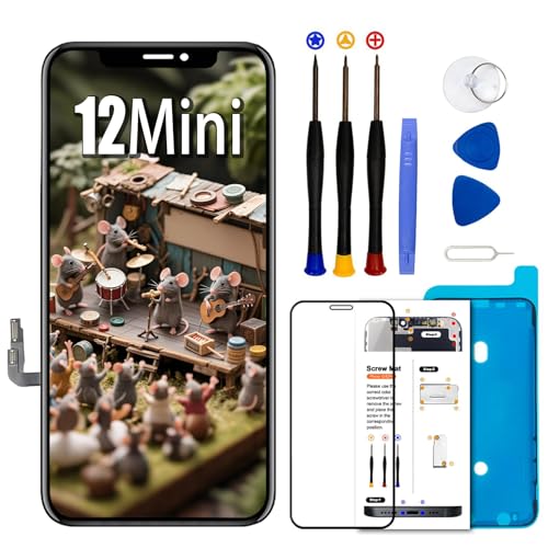 Ersatzdisplay für iPhone 12 Mini-Bildschirm, 13,7 cm (5,4 Zoll), LCD-Display, Touchscreen-Digitizer mit Reparaturwerkzeug-Set, kompatibel mit Modell A2398, A2399, A2400 von EFAITHLIFE
