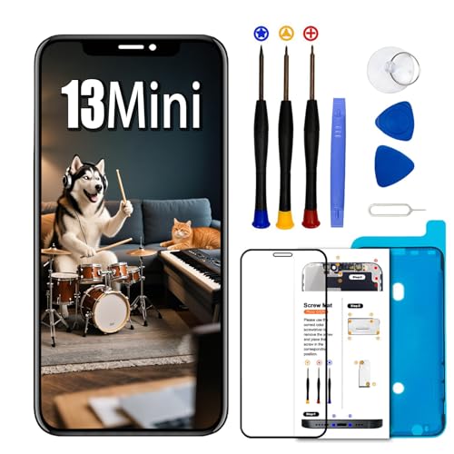 Ersatzdisplay für iPhone 13 Mini-Bildschirm, 13,7 cm (5,4 Zoll), LCD-Display, Touchscreen-Digitizer mit Reparaturwerkzeug-Set, kompatibel mit Modell A2481, A2626, A2628, A2629, A2630 von EFAITHLIFE