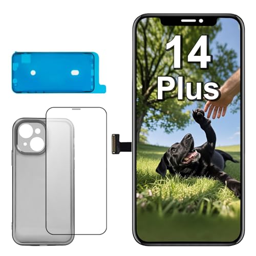 Ersatzdisplay für iPhone 14 Plus, 17 cm (6,7 Zoll), LCD-Display, Touchscreen-Digitalisierer, Montage mit gehärtetem Glas, wasserdichter Aufkleber und Hülle, kompatibel mit A2886, A2632, A2885, A2888 von EFAITHLIFE