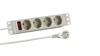 10" 1HE Steckdosenleiste 4 x CEE 7/3 mit Schalter -- im Aluprofil, grau von EFB ELEKTRONIK