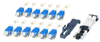12er Set feldkonfektionierbare SC -- Steckverbinder OM3 aqua, mit Faserhalter von EFB ELEKTRONIK