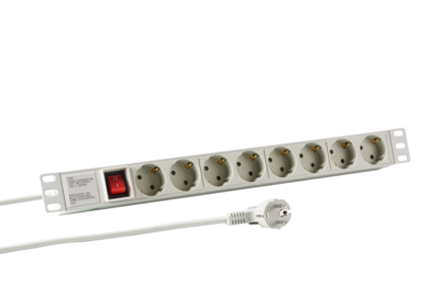 19 1HE Steckdosenleiste 8 x CEE 7/3 mit Schalter -- im Aluprofil, grau von EFB ELEKTRONIK