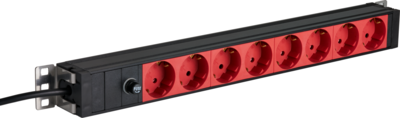 19" 1HE Steckdosenleiste 8 x CEE 7/3 rot, -- Zuleitung C14, 10A Feinsicherung, schwarz 19" 1HE Steckdosenleiste 8 x CEE 7/3 rot, -- Zuleitung C14, 10A Feinsicherung, schwarz von EFB ELEKTRONIK