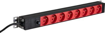 19" 1HE Steckdosenleiste 8 x CEE 7/5 (UTE) rot,  -- Zuleitung C14, 10A Feinsicherung, schwarz von EFB ELEKTRONIK
