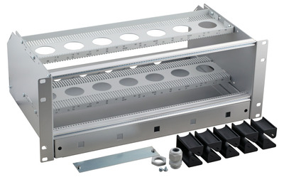 19" Baugruppenträger 3HE/84TE plus 1HE -- Kabelüberlängenfach von EFB ELEKTRONIK