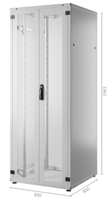 19 Serverschrank PRO 42HE, 800x800 mm -- F=2-tlg., R=Stahl 1-tlg. 2xVR, RAL7035 von EFB ELEKTRONIK