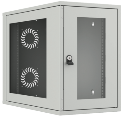19 Wandgehäuse 5HE vert.+10HE hor./10-- 10HE  -- hor. Seitenwand Glas, lang, RAL7035 von EFB ELEKTRONIK