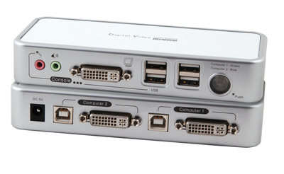 2-Port KVM Switch -- USB-DVI-I-Audio-USB2.0Hub incl. Kabelset 2-Port KVM Switch -- USB-DVI-I-Audio-USB2.0Hub incl. Kabelset von EFB ELEKTRONIK