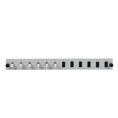 Bestückte 12 Port Frontblende mit 6 x LC -- Duplex Kupplung OM4 vertikal, schwarz von EFB ELEKTRONIK