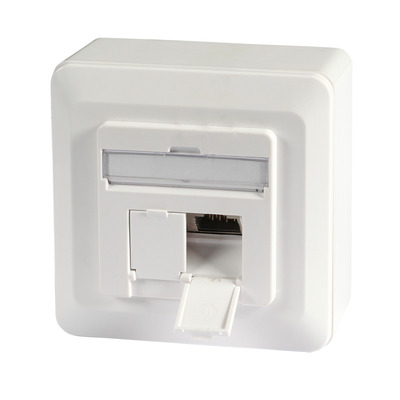 Datendose Cat.6A 500MHz oben/unten -- Aufputz, 2xRJ45, RAL9010 von EFB ELEKTRONIK