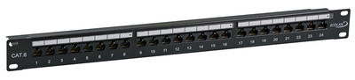 ECOLAN© Patchpanel UTP 24xRJ45 Cat.6 -- ,19" 1HE, RAL9005 schwarz von EFB ELEKTRONIK