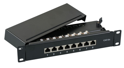 Mini-Patchpanel STP 8xRJ45 Cat.6A, 10" -- 1HE, RAL9005 schwarz von EFB ELEKTRONIK