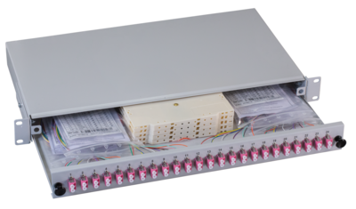 Spleißbox LC 50/125µm OM4 ausziehbar 12 -- Pigtails/6 Kuppl. Spleißbox LC 50/125µm OM4 ausziehbar 12 -- Pigtails/6 Kuppl. von EFB ELEKTRONIK