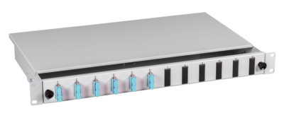 Spleißbox SC 50/125µm OM4 ausziehbar, 12 -- Pigtails abgesetzt / 6 Kupplungen von EFB ELEKTRONIK