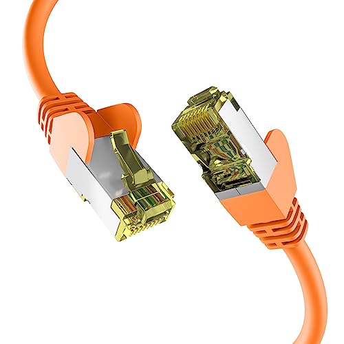 EFB-Elektronik - CAT. 6a Netzwerkkabel bis zu 10 Gbit - 0,15m LAN Kabel Ethernet Kabel Patchkabel mit Klinken-/Knickschutz - RJ45 Anschluss, S/FTP PIMF Schirmung - Orange von EFB-Elektronik