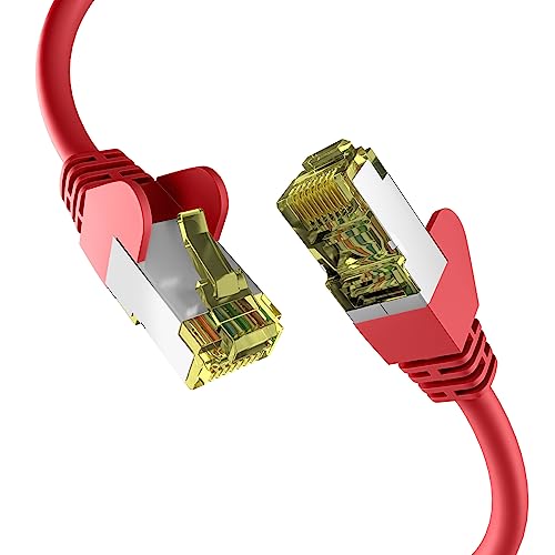 EFB-Elektronik - CAT. 6a Netzwerkkabel bis zu 10 Gbit - 0,15m LAN Kabel Ethernet Kabel Patchkabel mit Klinken-/Knickschutz - RJ45 Anschluss, S/FTP PIMF Schirmung - Rot von EFB-Elektronik