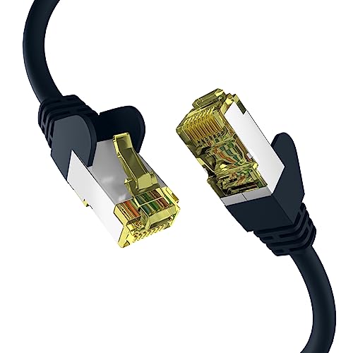 EFB-Elektronik - CAT. 6a Netzwerkkabel bis zu 10 Gbit - 0,5m LAN Kabel Ethernet Kabel Patchkabel mit Klinken-/Knickschutz - RJ45 Anschluss, S/FTP PIMF Schirmung - Schwarz von EFB-Elektronik