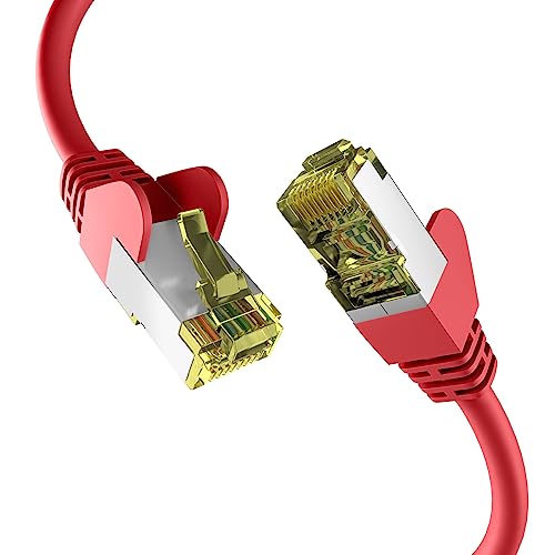 EFB-Elektronik - CAT. 6a Netzwerkkabel bis zu 10 Gbit -15m LAN Kabel Ethernet Kabel Patchkabel mit Klinken-/Knickschutz - RJ45 Anschluss, S/FTP PIMF Schirmung - Rot von EFB-Elektronik