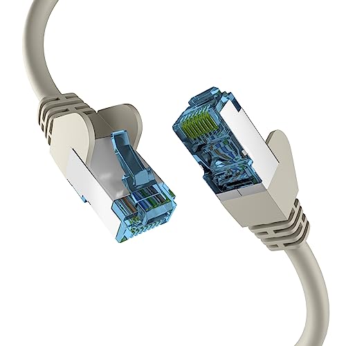 EFB-Elektronik - CAT. 7 Netzwerkkabel bis zu 10 Gbit - 0,15m LAN Kabel Ethernet Kabel Patchkabel mit Klinken-/Knickschutz - RJ45 Anschluss, S/FTP PIMF Schirmung - Grau von EFB-Elektronik