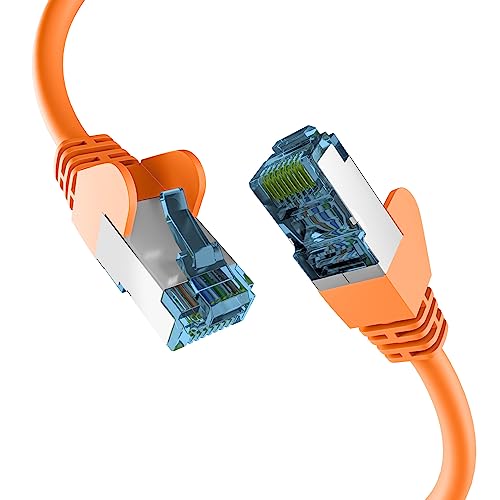 EFB-Elektronik - CAT. 7 Netzwerkkabel bis zu 10 Gbit - 0,15m LAN Kabel Ethernet Kabel Patchkabel mit Klinken-/Knickschutz - RJ45 Anschluss, S/FTP PIMF Schirmung - Orange von EFB-Elektronik