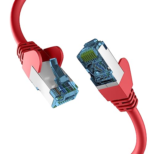 EFB-Elektronik - CAT. 7 Netzwerkkabel bis zu 10 Gbit - 0,15m LAN Kabel Ethernet Kabel Patchkabel mit Klinken-/Knickschutz - RJ45 Anschluss, S/FTP PIMF Schirmung - Rot von EFB-Elektronik