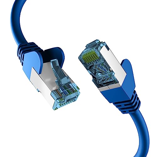 EFB-Elektronik - CAT. 7 Netzwerkkabel bis zu 10 Gbit - 0,25m LAN Kabel Ethernet Kabel Patchkabel mit Klinken-/Knickschutz - RJ45 Anschluss, S/FTP PIMF Schirmung - Blau von EFB-Elektronik