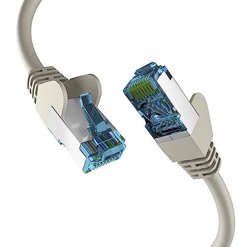 EFB-Elektronik - CAT. 7 Netzwerkkabel bis zu 10 Gbit - 0,25m LAN Kabel Ethernet Kabel Patchkabel mit Klinken-/Knickschutz - RJ45 Anschluss, S/FTP PIMF Schirmung - Grau von EFB-Elektronik
