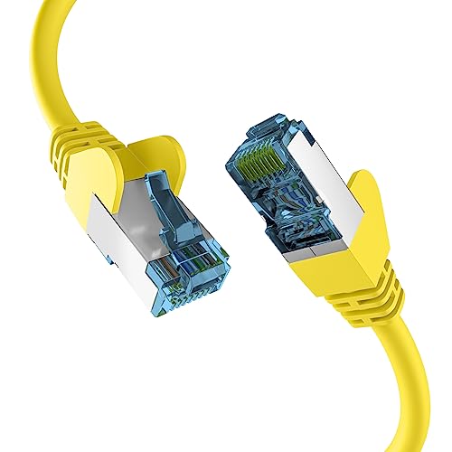 EFB-Elektronik - CAT. 7 Netzwerkkabel bis zu 10 Gbit - 0,5m LAN Kabel Ethernet Kabel Patchkabel mit Klinken-/Knickschutz - RJ45 Anschluss, S/FTP PIMF Schirmung - Gelb von EFB-Elektronik