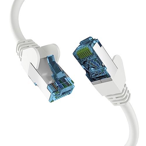 EFB-Elektronik - CAT. 7 Netzwerkkabel bis zu 10 Gbit - 1 m LAN Kabel Ethernet Kabel Patchkabel mit Klinken-/Knickschutz - RJ45 Anschluss, S/FTP PIMF Schirmung - Weiß von EFB-Elektronik